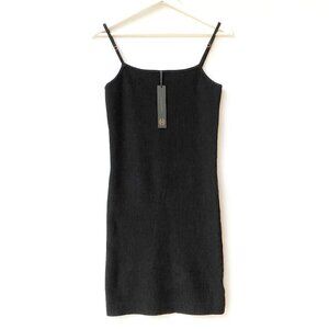NWT House of Harlow Black Ribbed Knit Slip Mini Dress XS
